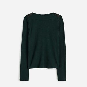 NWT Madewell medium boatneck long sleeve tee Green Ribbed